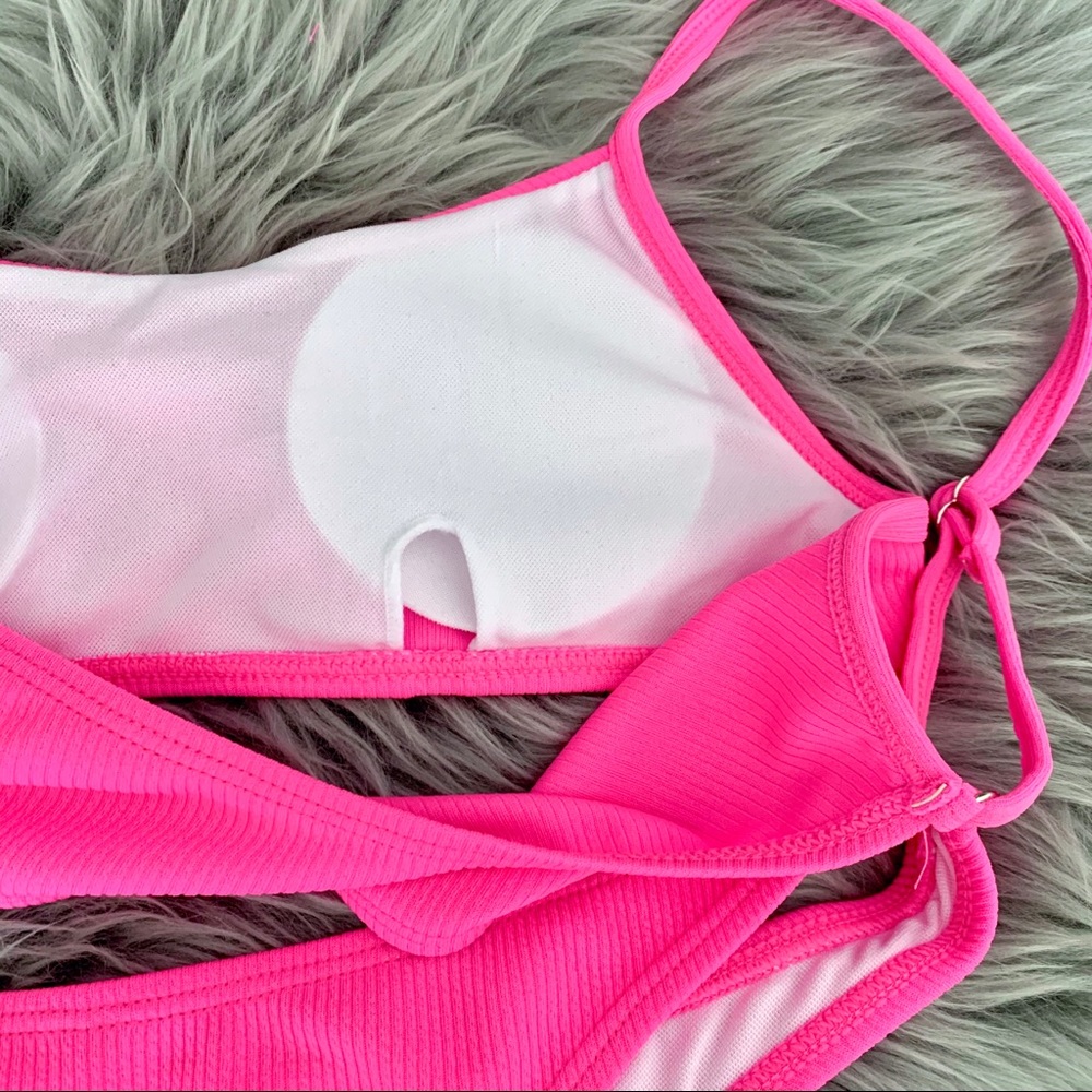 Neon Pink Ribbed Bikini NWT - Picture 3 of 9